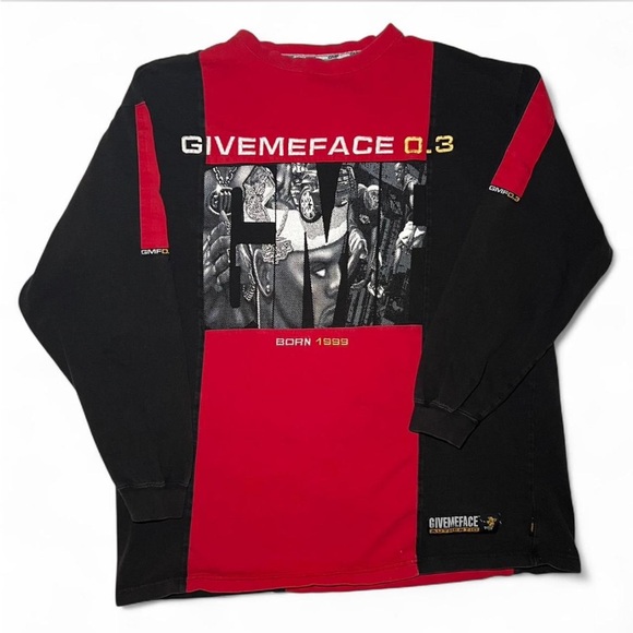 Vintage Givemeface 0.3 Red and Black Long Sleeve Shirt - Picture 1 of 5